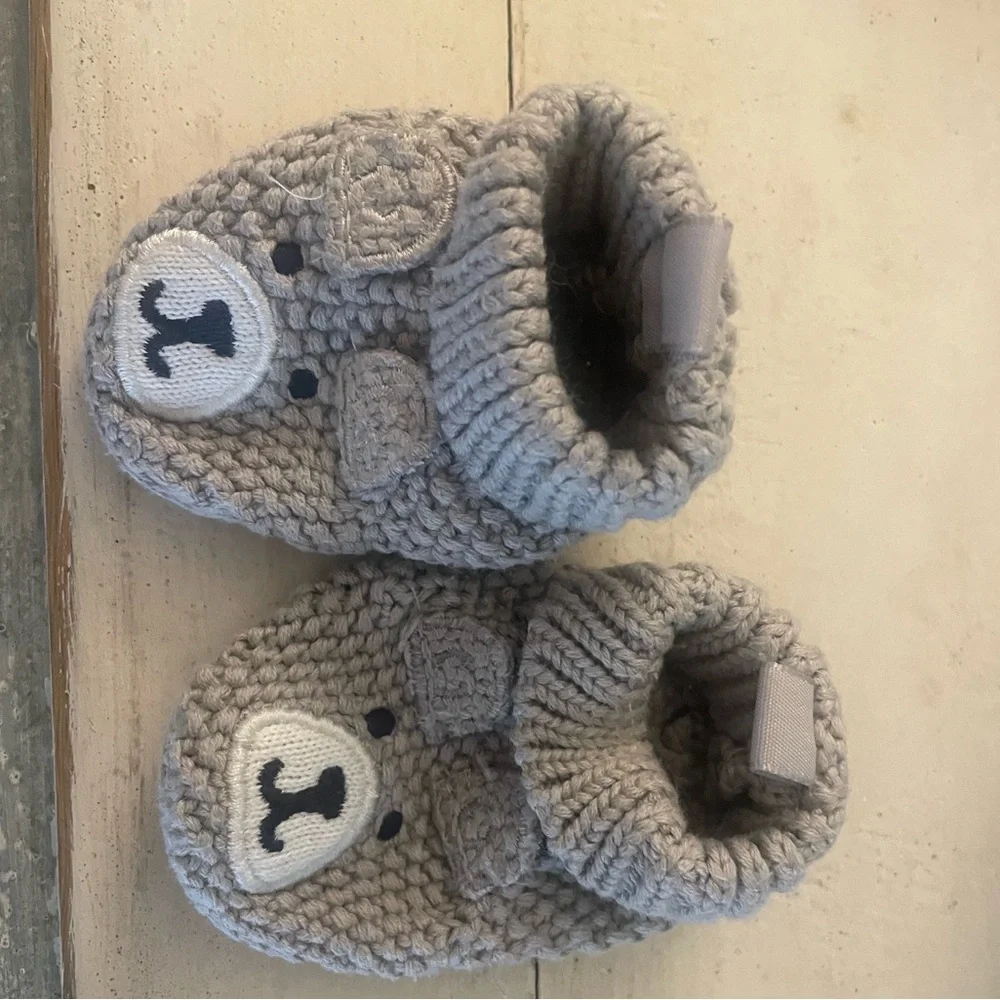 Carter's Just One You® Baby Boys' Knitted Bear Slippers - Gray - Newborn